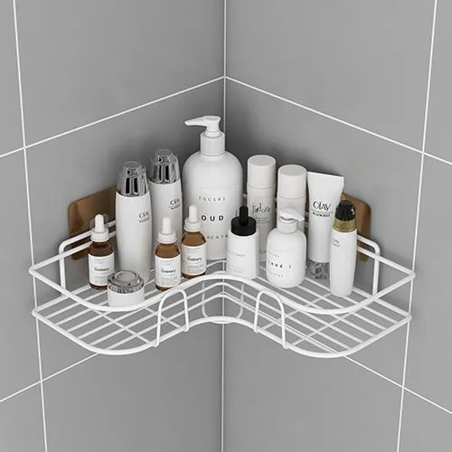 Corner Shelf Rack Adhesive Without Drilling Storage Black Shower Caddy Basket Shelf in the bathroom