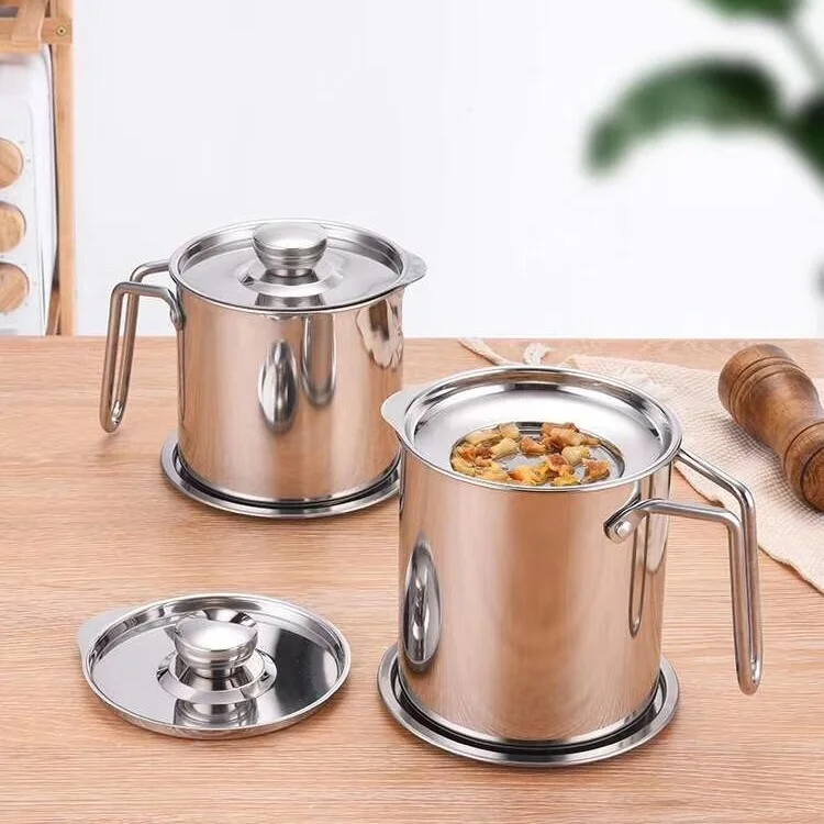 1.3L/1.8L Stainless Steel Oil Filter Pot Kitchenware oil container Frying Oil Strainer