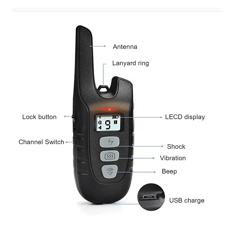 
OEM ODM Available Multifuncitonal Electric Trainer Collar Dogs Rechargeable Dog Collar 