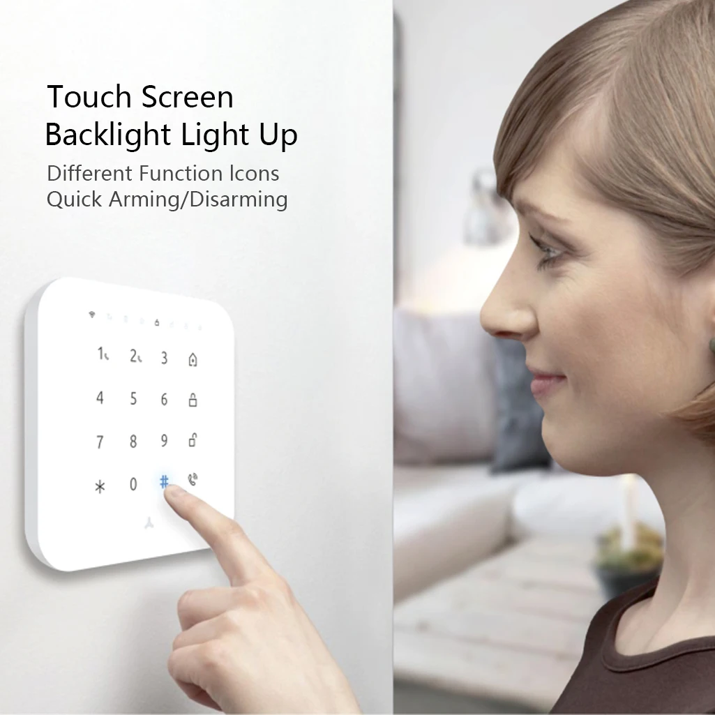 2022 DIY remote control Tuya smart  WiFi GSM home alarm kit Touch Screen Security alarm system For Home