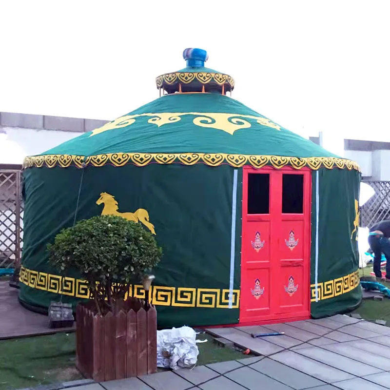 Baked lacquer mongolian yurt 4m white yurt ger tents