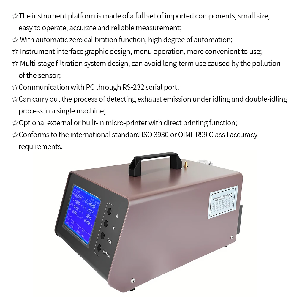 MQW-511 Automotive Exhaust Gas Analyzer HC CO CO2 NO O2 Five Kinds of Gas Exhaust Detector Exhaust Emission Analysis