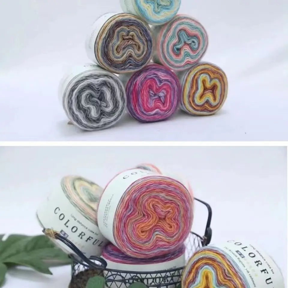 Tee Stitch брендовая многоцветная акриловая шерсть хлопковая Радужная смешанная пряжа для торта вязание крючком ручная детское мягкое переработанное Шитье