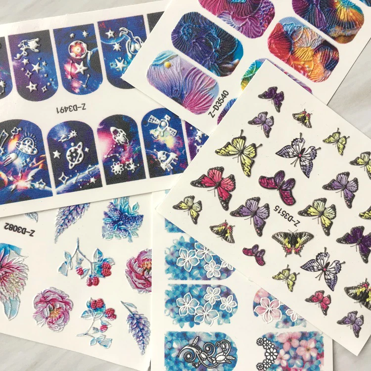 
Wholesale 3D Flower Nail Stickers With Water Transfer Nail Art Decals For Nail Decoration Accessories 