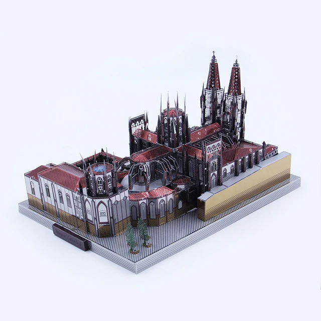 Spain Burgos Cathedral Architecture 3D Metal Puzzle DIY Assemble Model Kits Laser Cut Jigsaw Toys
