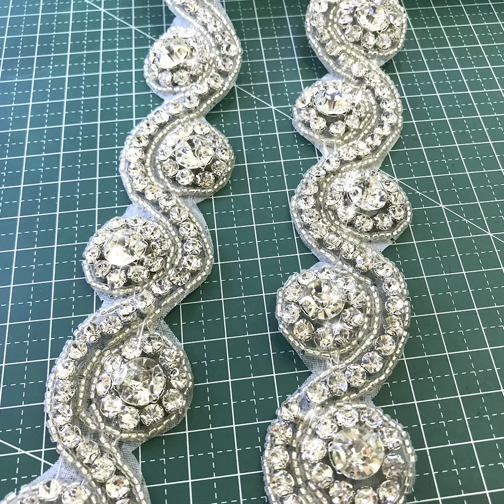 L236 Rhinestone bodice applique for dresses trims rhinestones applique crystal appliques