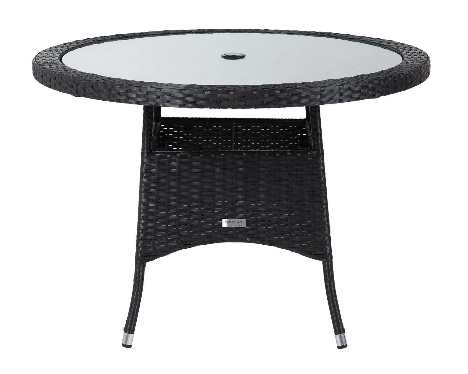 2 Rattan Garden Chairs and Small Round Table Set in Black and Vanilla