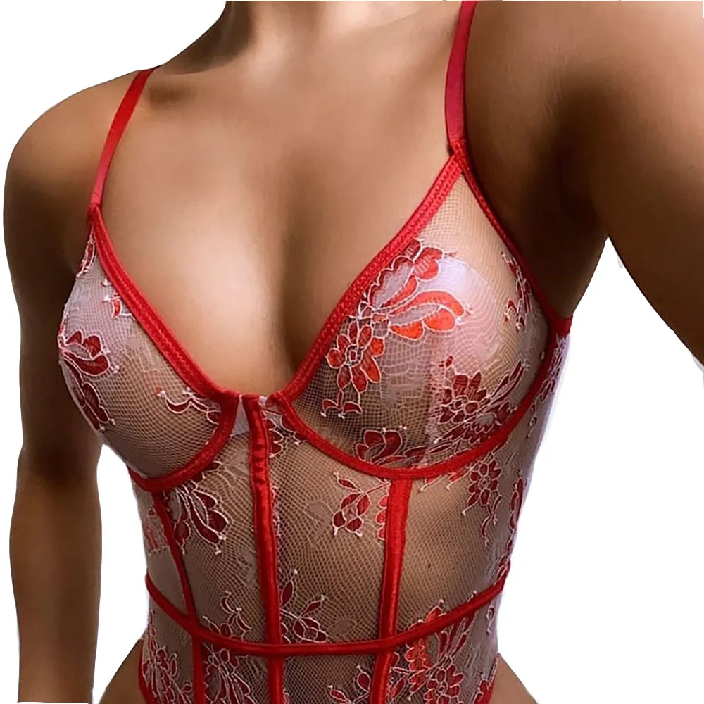 Женское Прозрачное нижнее белье с Трейси-собачкой, Цельный боди, Комплект эротического нижнего белья