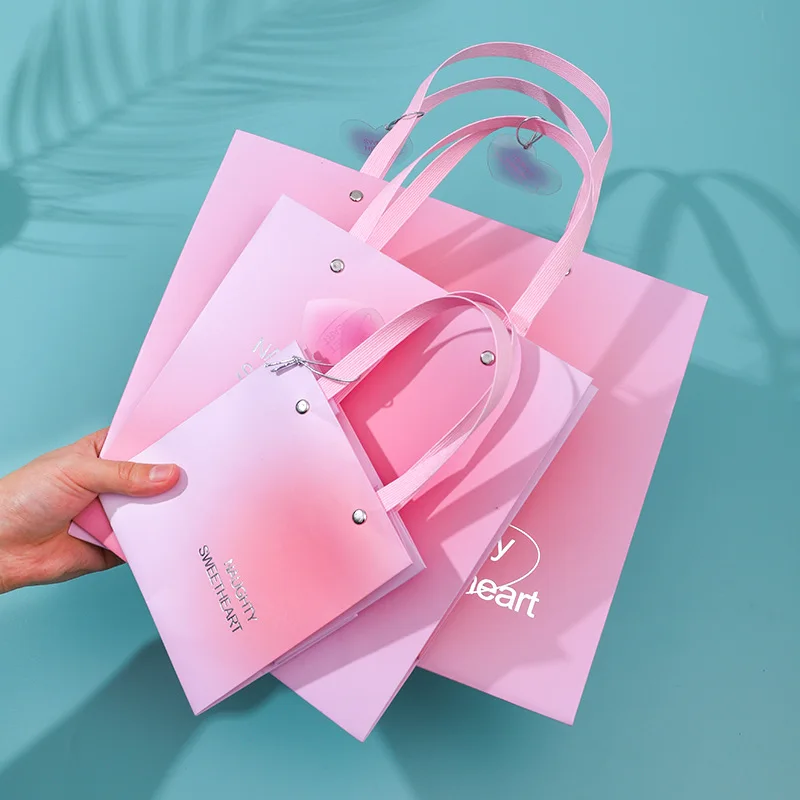 Luxury Printed Gift Custom Shopping Paper Bag Boutique Giftbag Packaging Custom Pink Paper Thank You Gift Bags With Logo Print