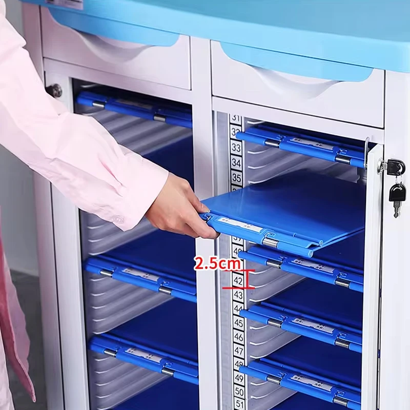 KANGTEK High quality durable hospital patient file records cart with drawer writing board lock case trolley factory wholesale