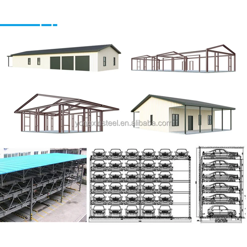 High Quality Prefab Steel Structure Carport Building For Supermarket With Car Parking Prefabricated Steel Garage