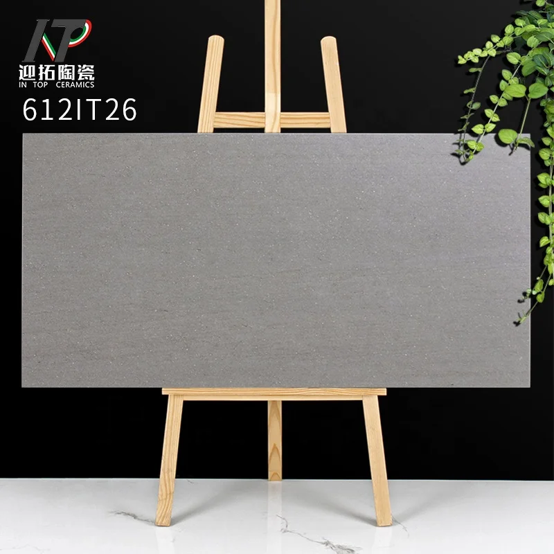 600x1200mm Matt plain grey full plorcelain tile rustic floor tiles non-slip wear-resisting restaurant clothing shop indoor
