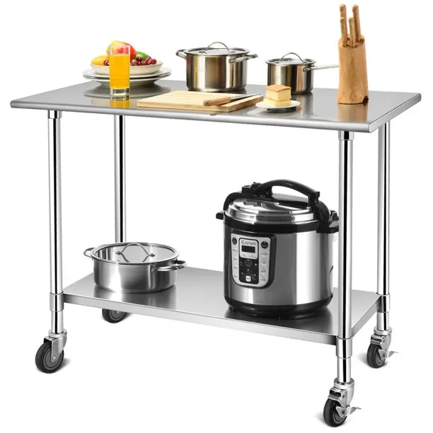4 Wheels Sliver Color Top Buy Stainless Steel Mobile Kitchen Stainless Steel Prep Table Wheels
