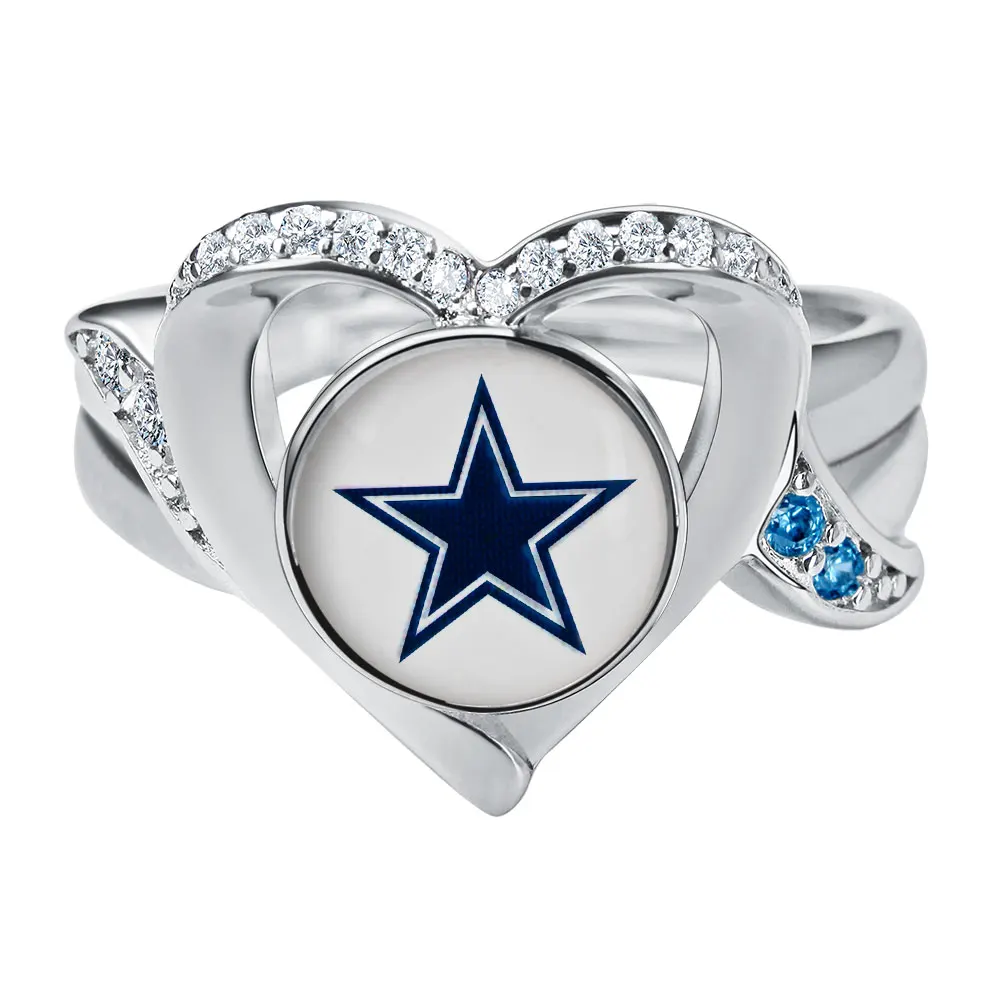 Женский праздничный подарок Cowboys Buccaneers кольцо в форме сердца футбольного