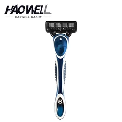 HW-B505DR  changeable cartridge open design 5 five blade razor metal handle system razor imported stainless steel material blade
