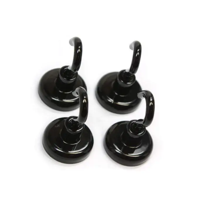 High Strength 40LB Magnetic Material Black Color Powerful Magnetic Hooks