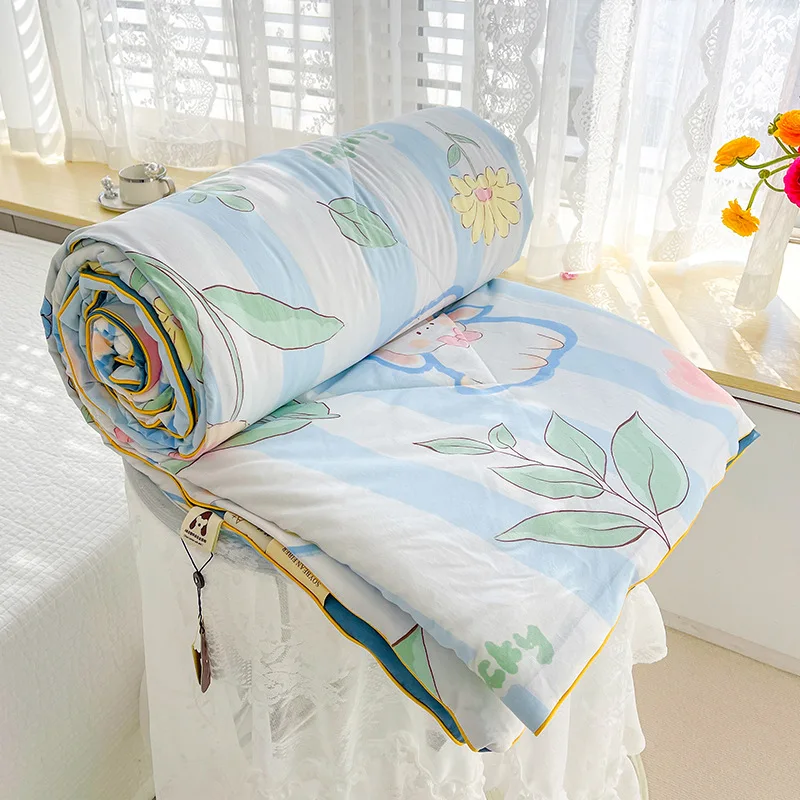 New Cotton Double-layer Gauze Summer Quilt Type Simple Soy Fiber Summer Cooling Quilt Air-conditioning Quilt Machine Washable