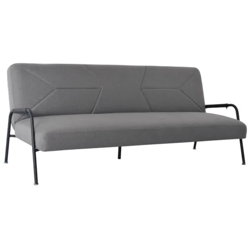 Nisco Futon, Fish Bone Quilted Memory Foam Convertible Sofa Bed and Couch, Metal frame arm, 2 invisible legs, grey