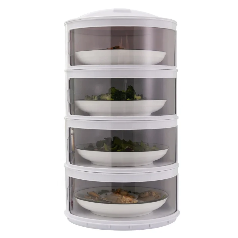 Transparent Insulation Stackable Vegetable Food Cover Household Dust Proof Clear Plastic Dome 5 Layer Food Cover
