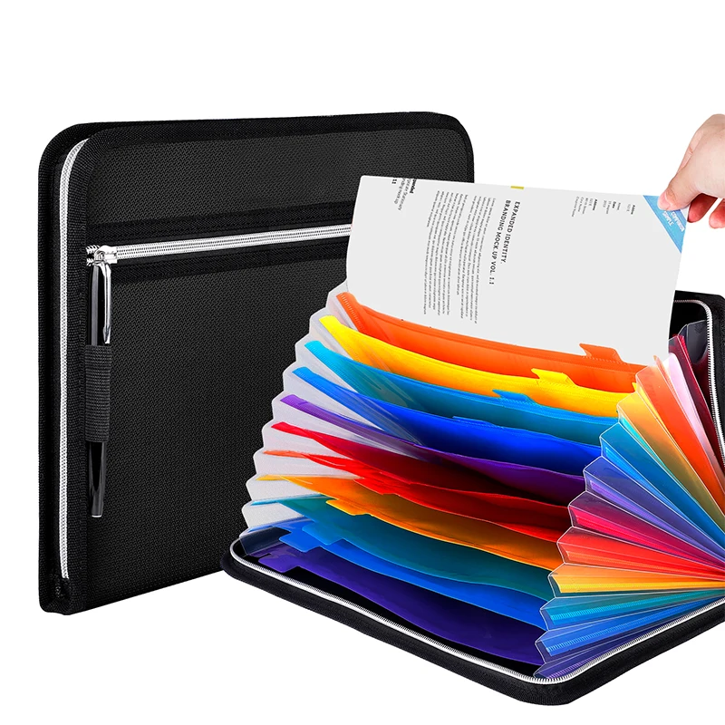 Promotion Button A3 Executive Manila Plastic Box Expanding File Folder For Business