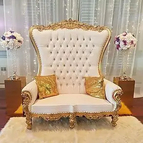 Loveseat Королевский трон отель золотые резные стулья для свадебных мероприятий диван невесты и жениха