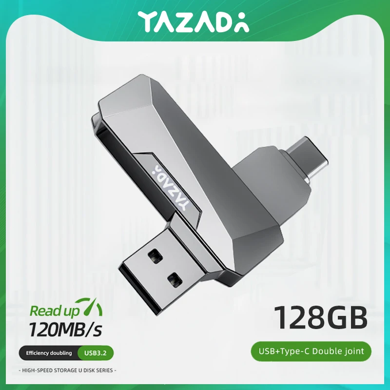 YAZA Metal USB Type-C 128GB Flash Drive 3.2 Own Factory OME Customization special Mobile phone computer conversion Flash Disk