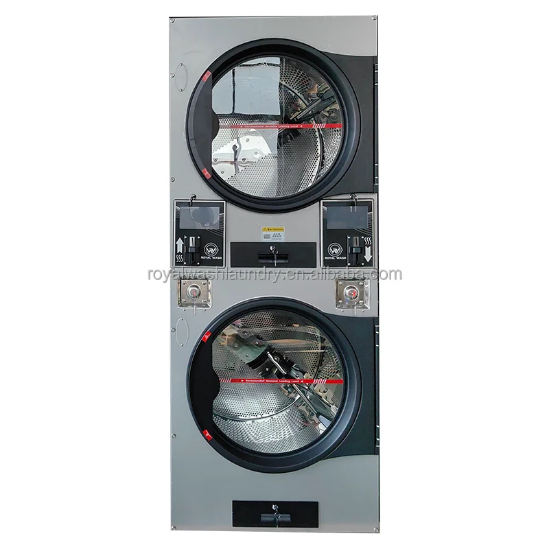 ROYAL WASH 16KG/22KG Commercial Laundry Equipment Hotel/Hospital/School Coin Operated Stack Tumble Dryer