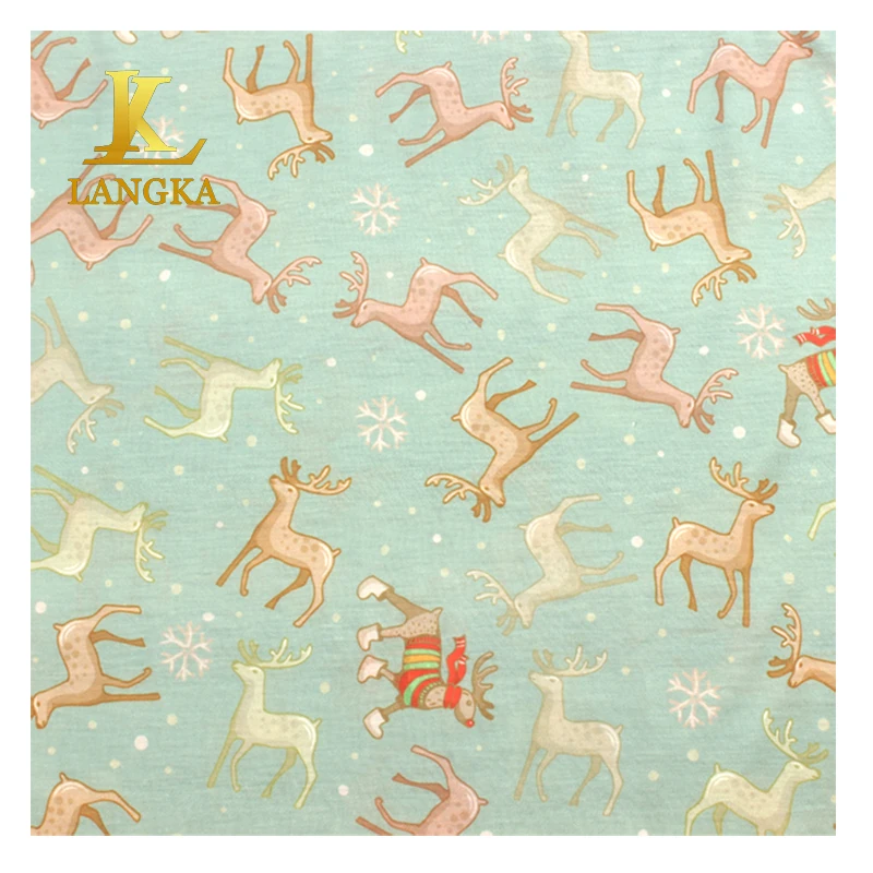 Langka factory custom digital printed 100 percent recycled polyester fabric for garment