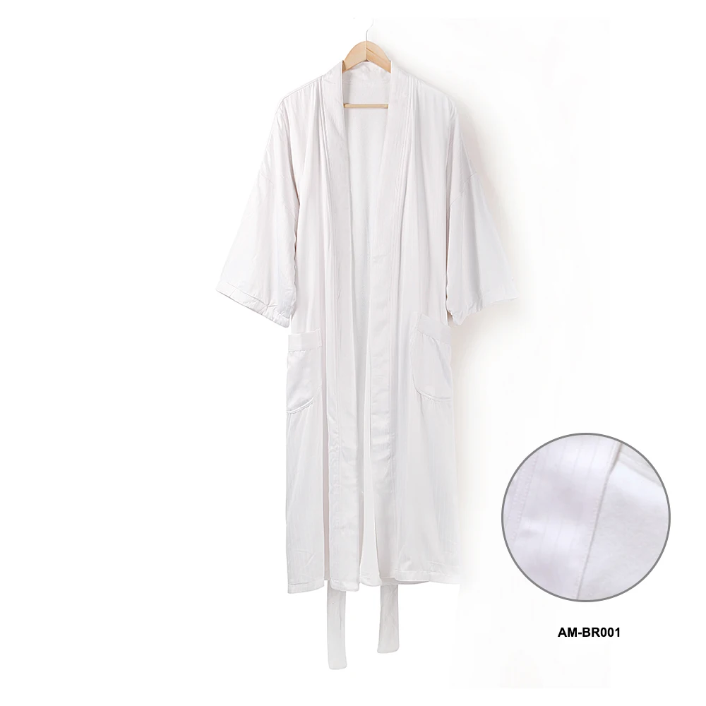 White soft absorbent breathable men women tencel cotton robe bathrobe hotel home use wholesale bathrobe