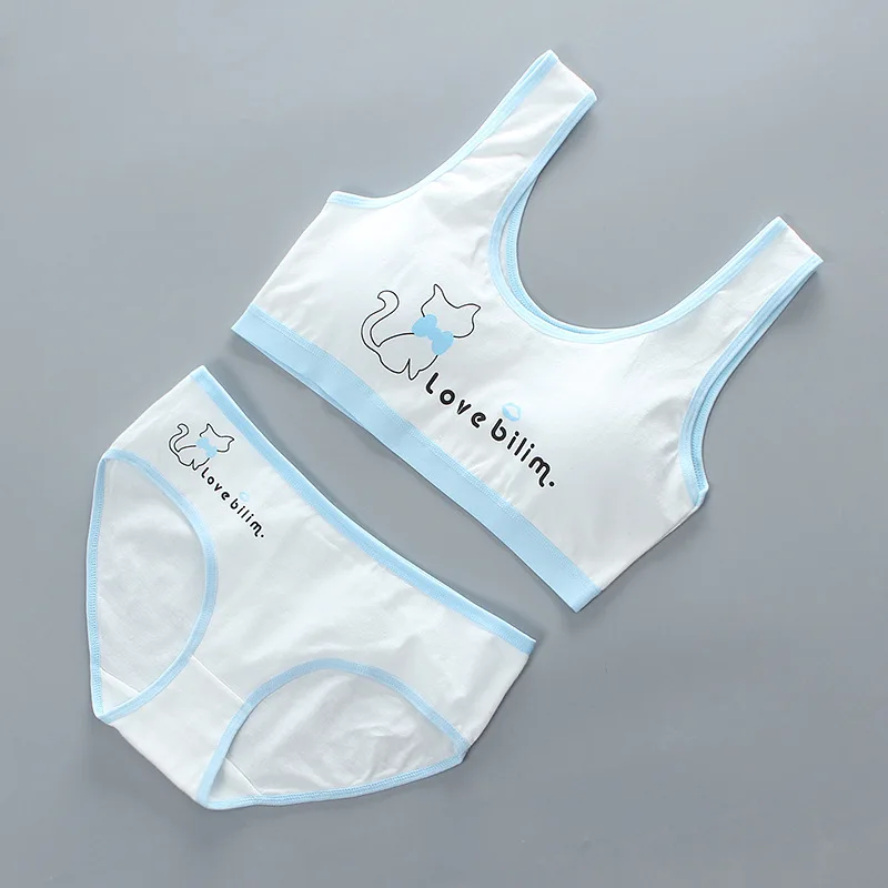 Private Label junior bra set girls underwear set padded cotton vest bra girls sport teenage bra set