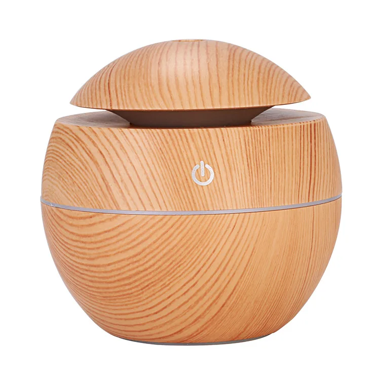 
Factory price Mini 130ml Wooden Grain LED light USB Ultrasonic Mute Cool Mist Humidifier Aroma diffuser 