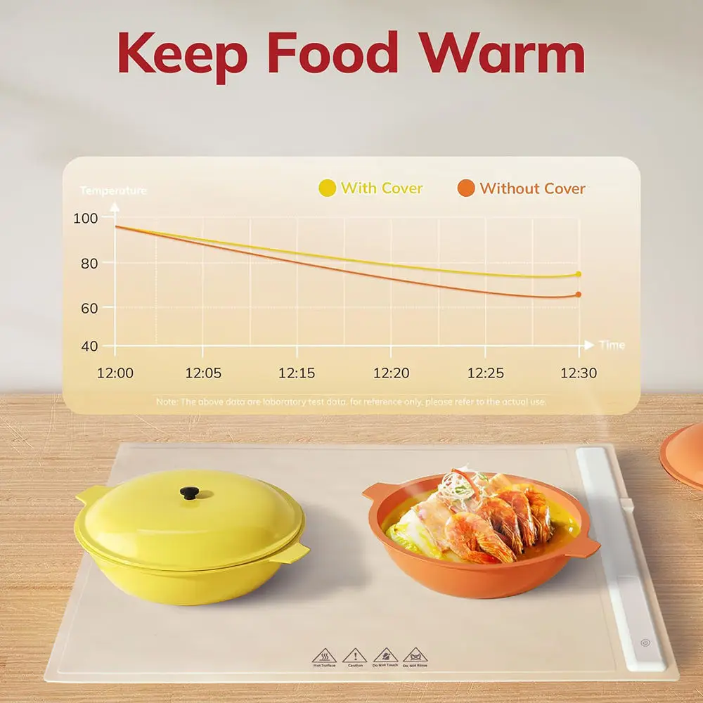 Portable Foldable Heating Plate Mat Table Silicone Electric Adjustable Temperature Control Food Warming Tray