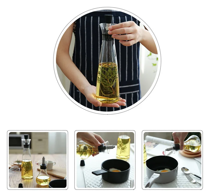 Kitchenware 260ML/500ML Transparent Glass Oil Dispenser Glass Oil and Vinegar Bottle
