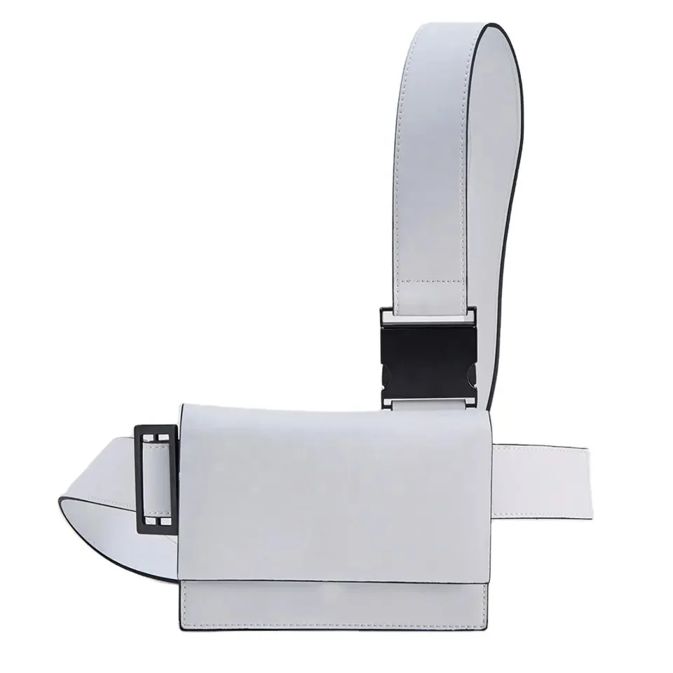 Custom Logo Leather Black Fashion Mens Small Harness Chest Pack Crossbody Leather Shoulder Wallet Bag Man