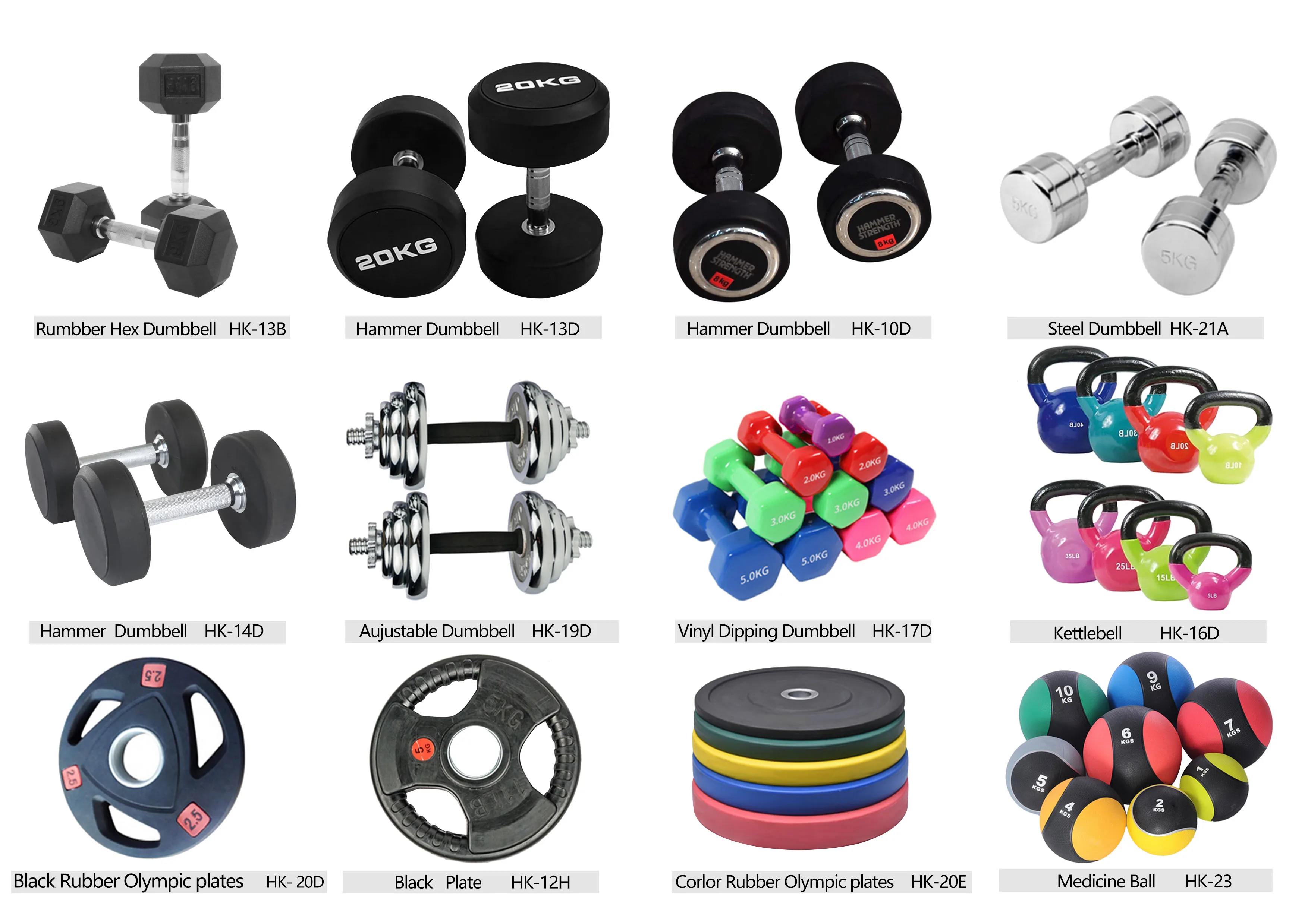 50kgs Hexagon rubber/PU dumbbell set
