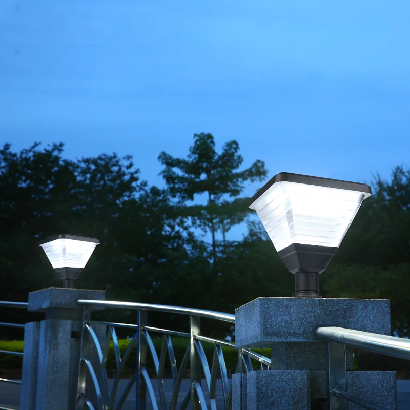 Garden Outdoor Landscape IP65 Modern Decorative Solar Bollard Sidewalk Lights Aluminum Sun Powered Solar LED Garden Pillar Light