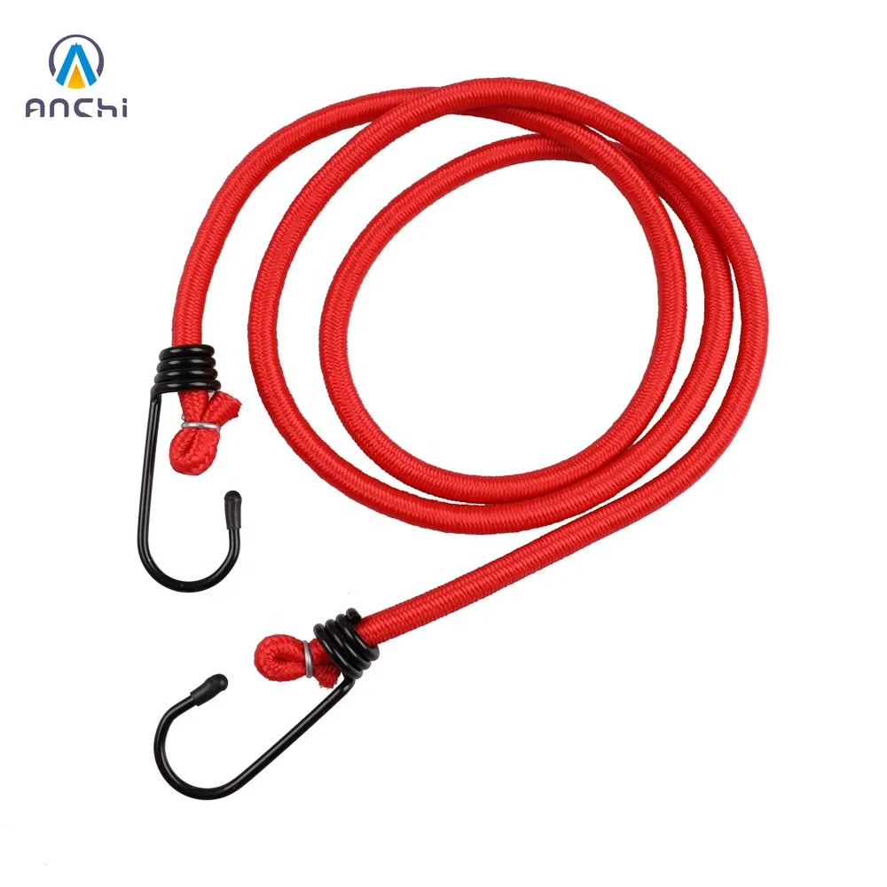 1.2m elastic rubber bungee cords 8mm with metal hooks