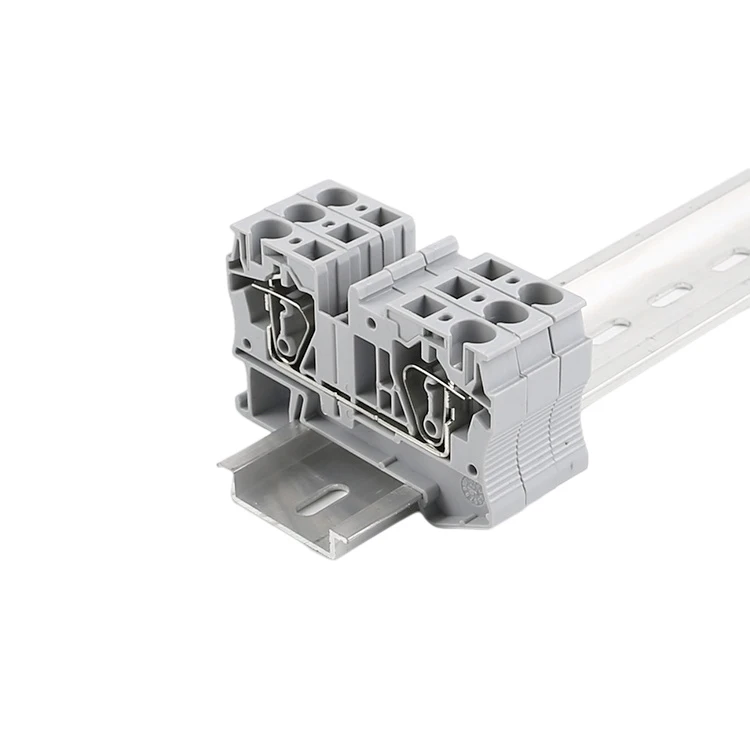 ST 6 AC DC Quick Wire Connector Push-in Feed Throuh Screwless Electrical Din Rail Mount Spring Cage Terminal Blocks