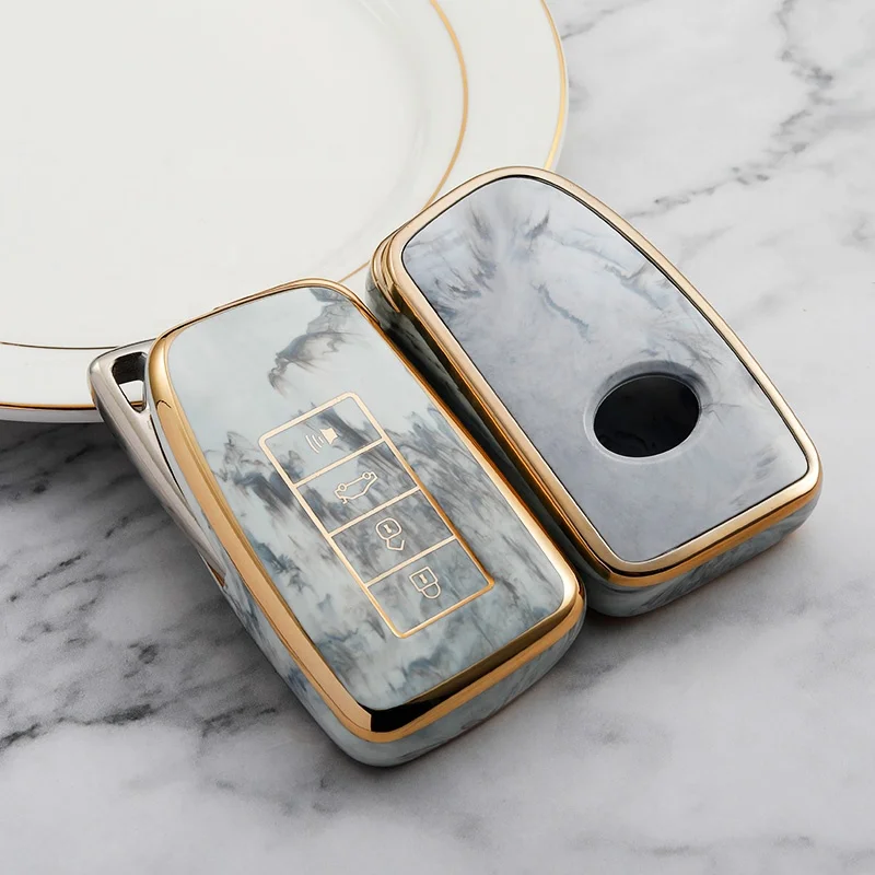 Marble TPU Car Key Case For Lexus IS250 IS300 IS350 RC300 RC350 RC F 2021-2023 Jade Car Key Cover