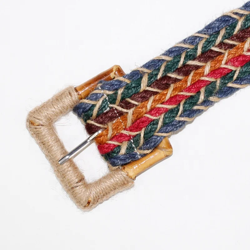 Fashion Design Square Buckle Dress Belt For Women Casual Braided Wide Strap  Decoration Gift Woven Elastic PP Straw Belts