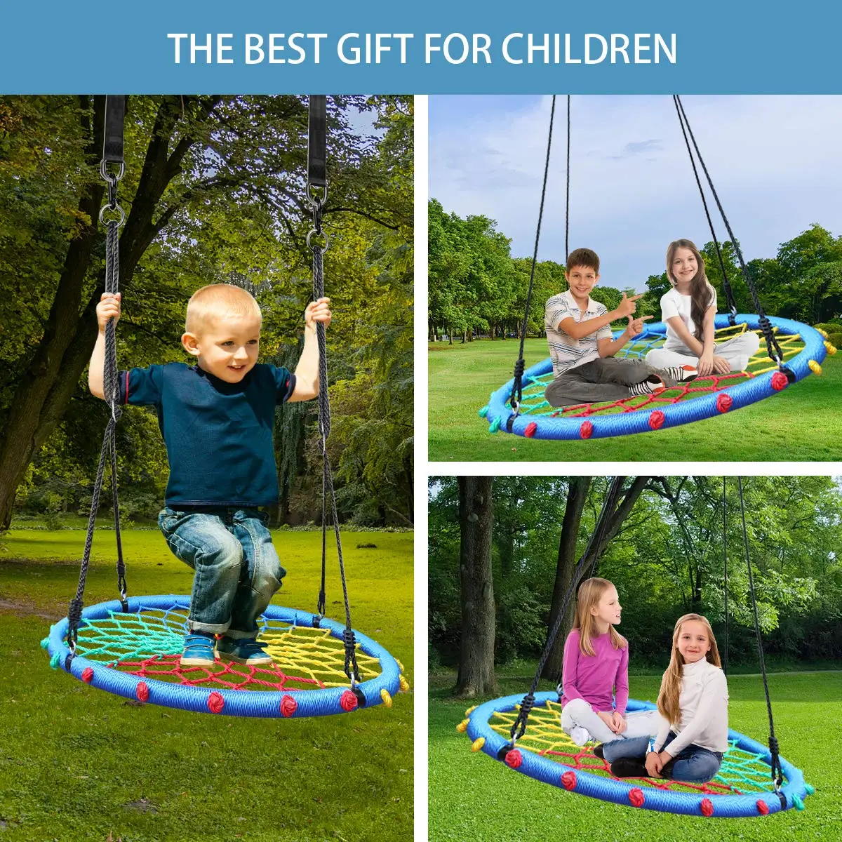 Flower Circle Park Swings Nylon rope for Yard Garden Swing Flower Circle Light
