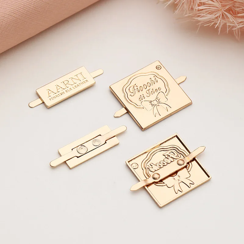 Customized Plated  Zinc alloy Brand Logo Tags Metal Plate Rectangle Engraved  Metal  Label