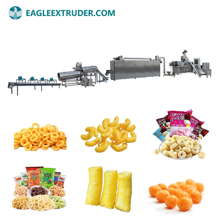 New Automatic Corn Puffed Snacks Making Machine Extruder Production Line for Cheese Ball Chips with Durable Mixer Engine
