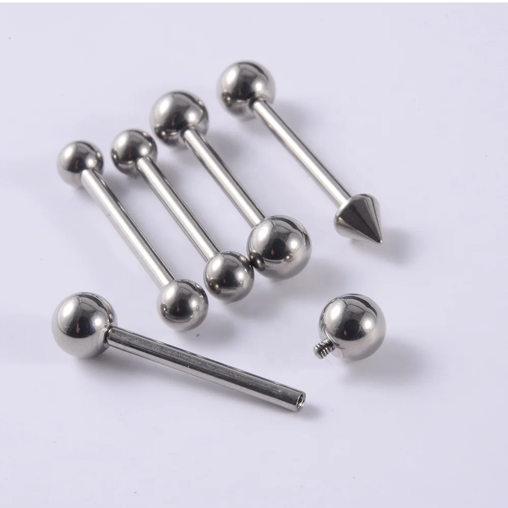G23 Titanium Steel Ball Sexy Tongue Barbell Langue Nipple Piercing Fashion Women Man Inner Thread Basic Body Jewelry Accessory