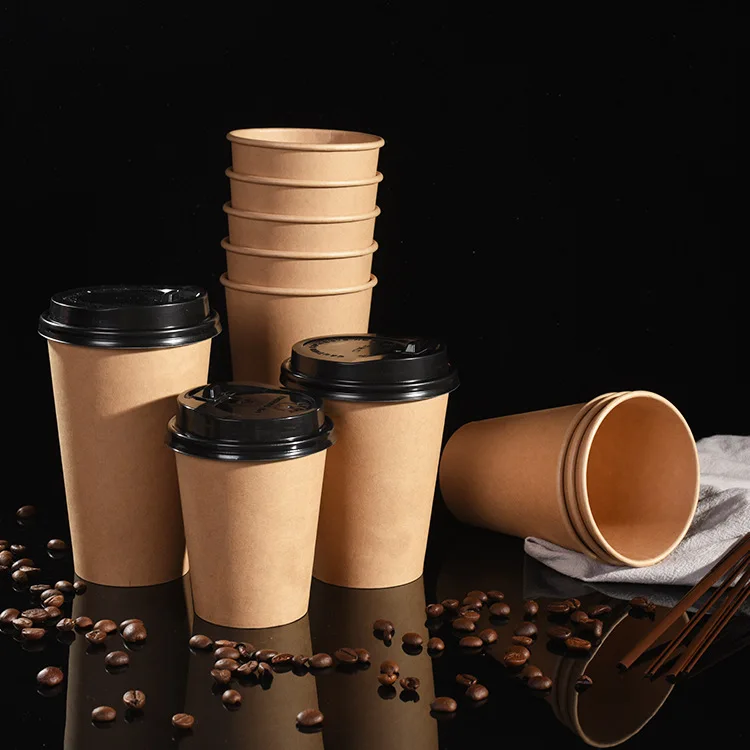 Custom print logo lined coffee paper cups for hot drink disposable biodegradable white paper cup