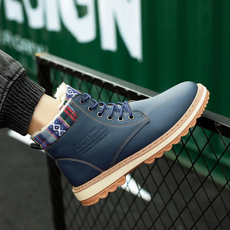 New high top mountaineering waterproof leather  outdoor hiking fashion winter men boots