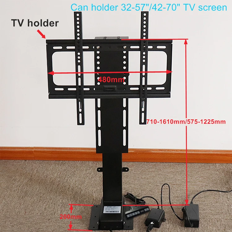 Factory 32-70 Inch Height Adjustable TV Monitor Floor Stand Mechanism Drop Down Hidden Cabinet LED TV Lift