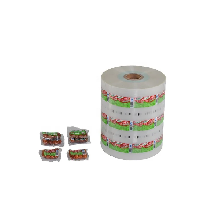 Hot Sale Customized Printed Sausage Packaging  PVDC Roll Film Ham Sausage Smoked  Red Orange Brown Green