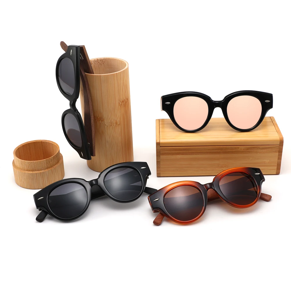 2022 black oversize big frame sun glasses custom logo sun glasses polarized wood sunglasses  for women