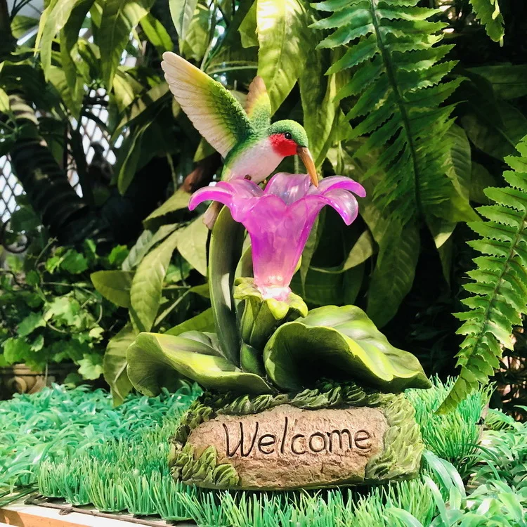 Resin Garden Solar Powered Related Products Decor Craft Hummingbird Light Decoration